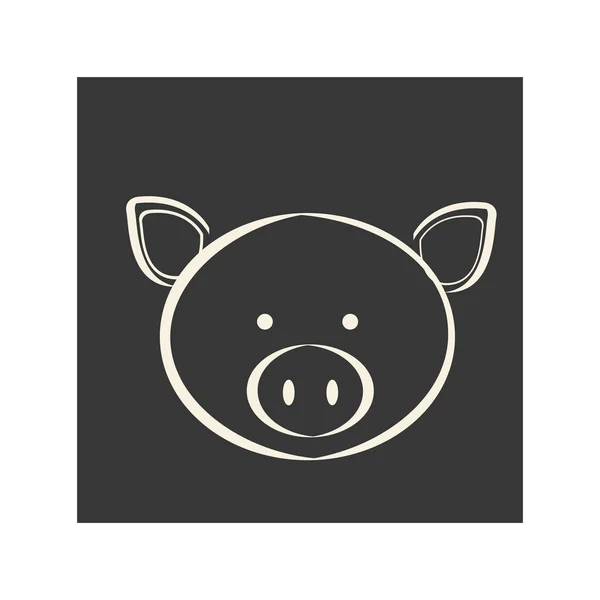 Image carrée noire de porc animal — Image vectorielle