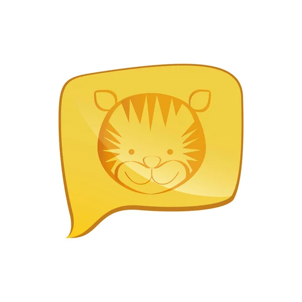 Žlutý čtverec chatu bublina s tiger zvíře uvnitř — Stockový vektor