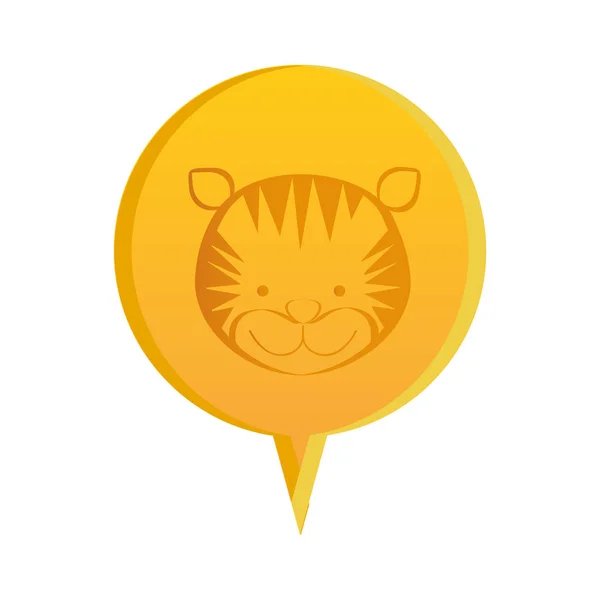 Žluté kolo chat bubliny s tiger zvíře uvnitř — Stockový vektor