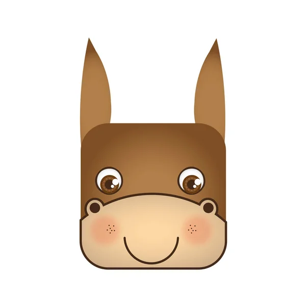 Cute donkey animal head expression — Stock Vector