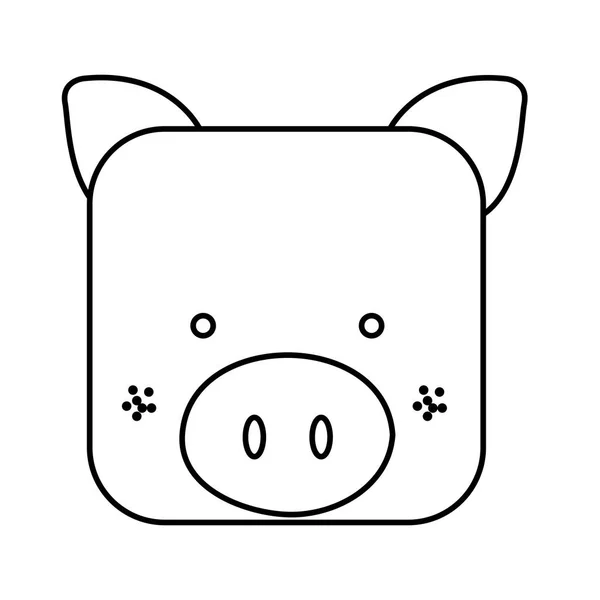 Expressão cabeça animal porco bonito —  Vetores de Stock
