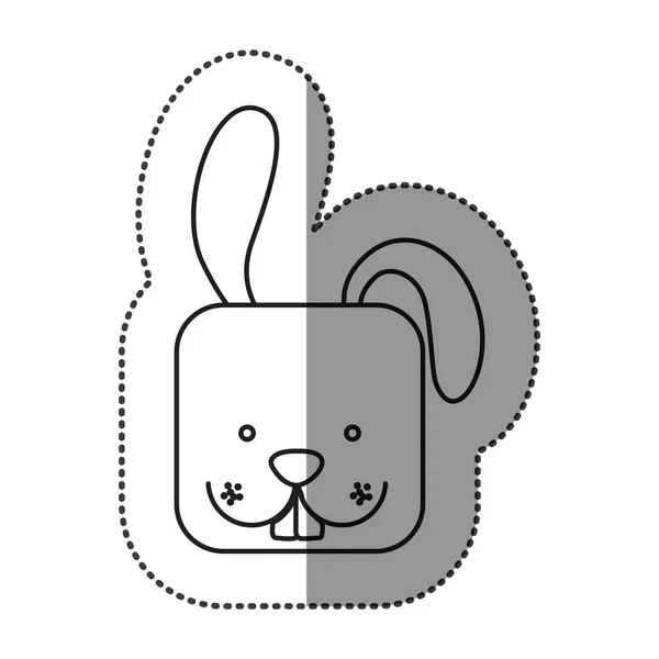 Sticker cute rabbit head cartoon — Stock Vector