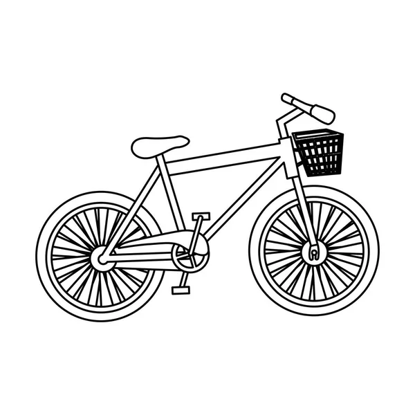 Monokrom konturen av cykel av flicka med korg — Stock vektor