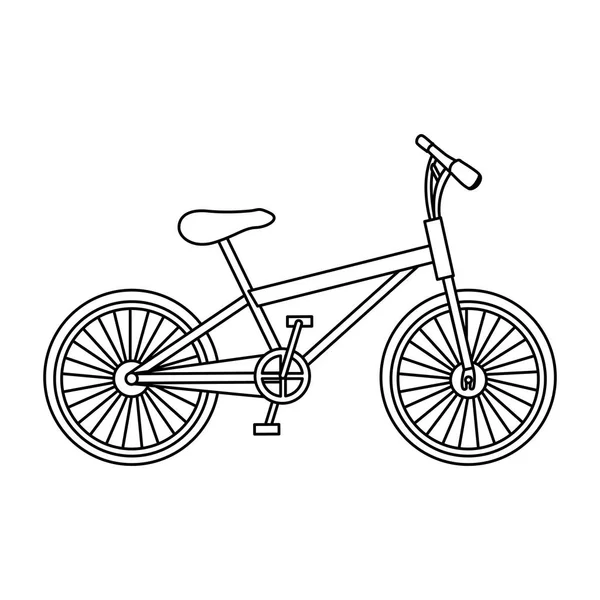 Contorno monocromo de la pequeña bicicleta deportiva en fondo blanco — Archivo Imágenes Vectoriales