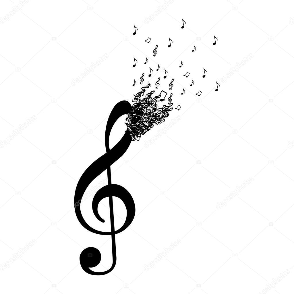 monochrome background with treble clef with top fading