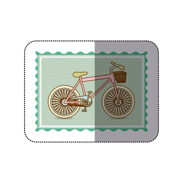 Sticker frame met silhouet van fiets met achtergrond gestippeld — Stockvector