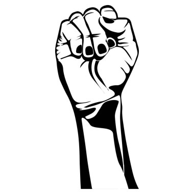 siyah siluet kol kapalı yumruk ile