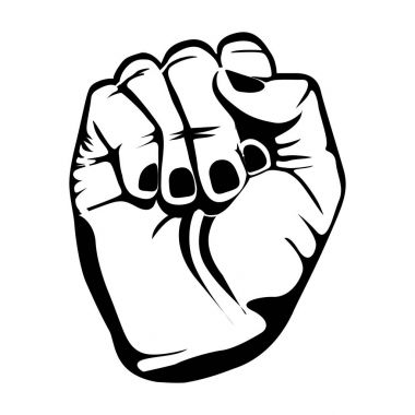 siyah siluet el kapalı yumruk ile