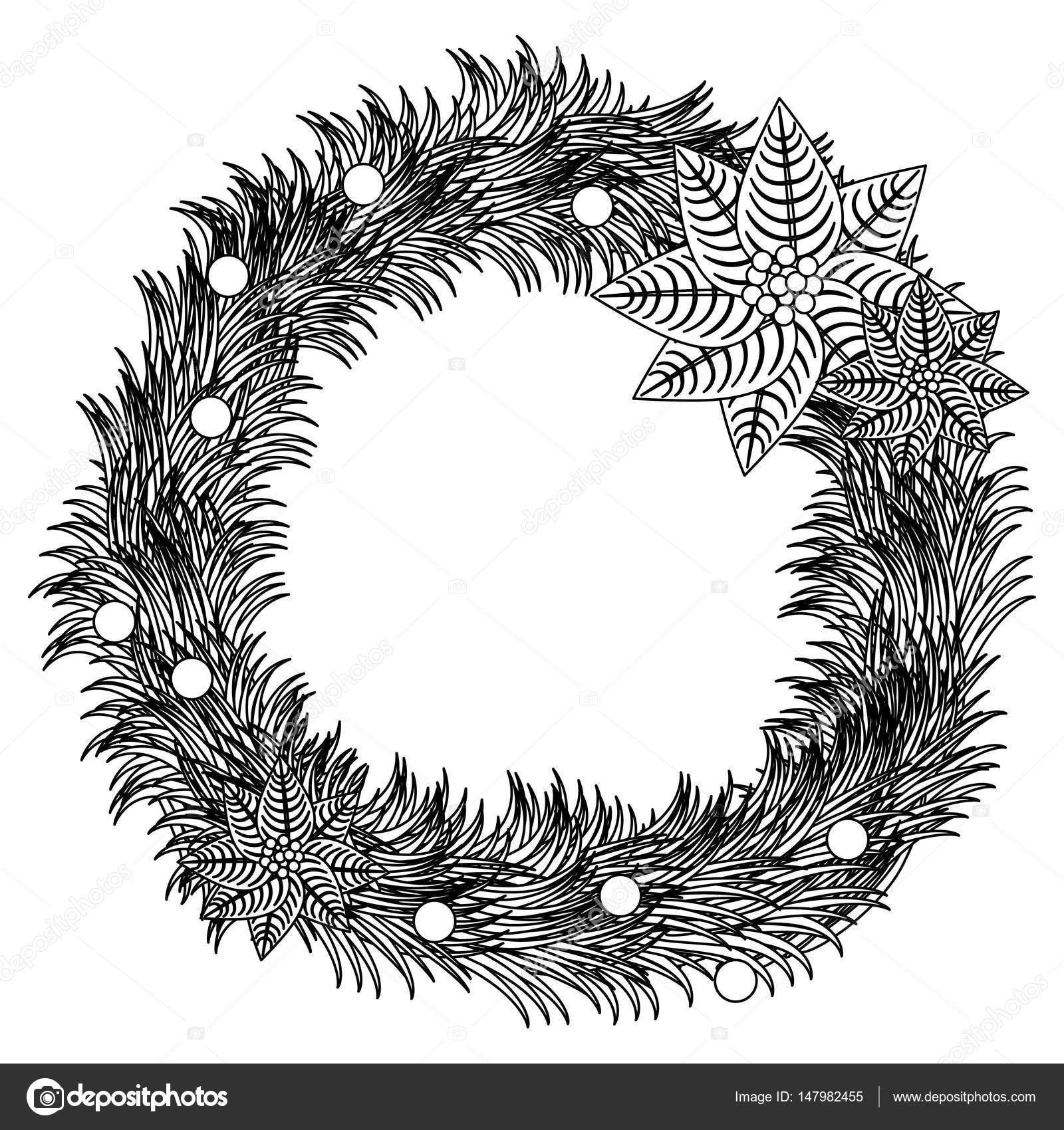 Arco Di Pino Sagoma Con Fiori Di Natale Del Poinsettia