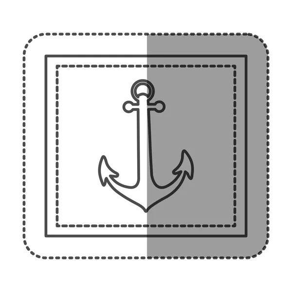 Monochrome sticker frame with anchor — Stock Vector