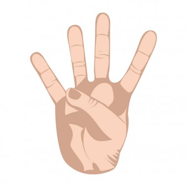 el ile dört parmak sembol siluet cilt rengini kroki