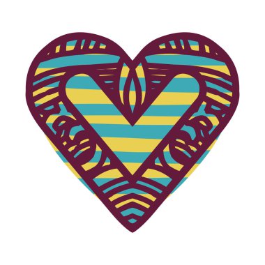 renkli soyut kalp şekli satır deseni ile