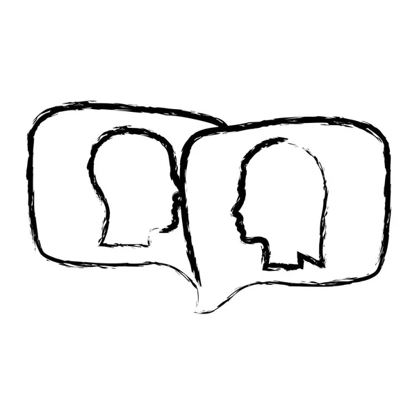 Skizze monochrom mit Dialog zwischen Mann und Frau — Stockvektor