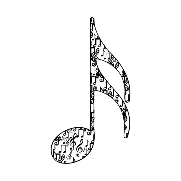 Semiquaver note monochrome silhouette formed by musical notes — Stock Vector