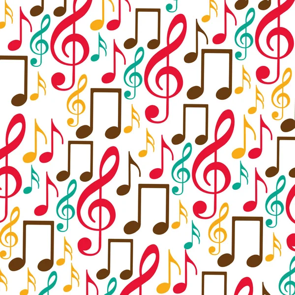 Colorful background with pattern of musical notes icons — Stock Vector