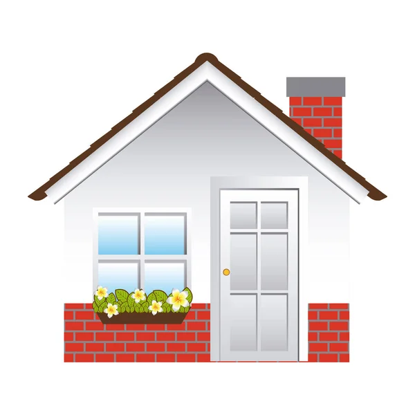 Cómoda casa de fachada con chimenea — Vector de stock