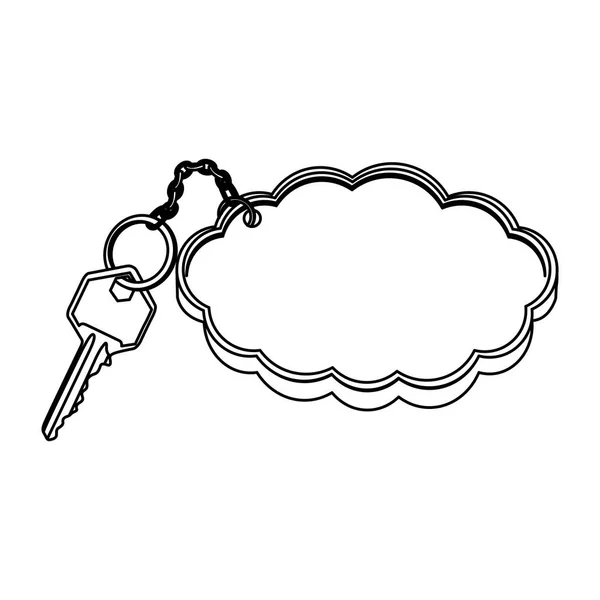 Μεταλλικό κλειδί σιλουέτα με μπρελόκ σε σχήμα σύννεφο — Διανυσματικό Αρχείο