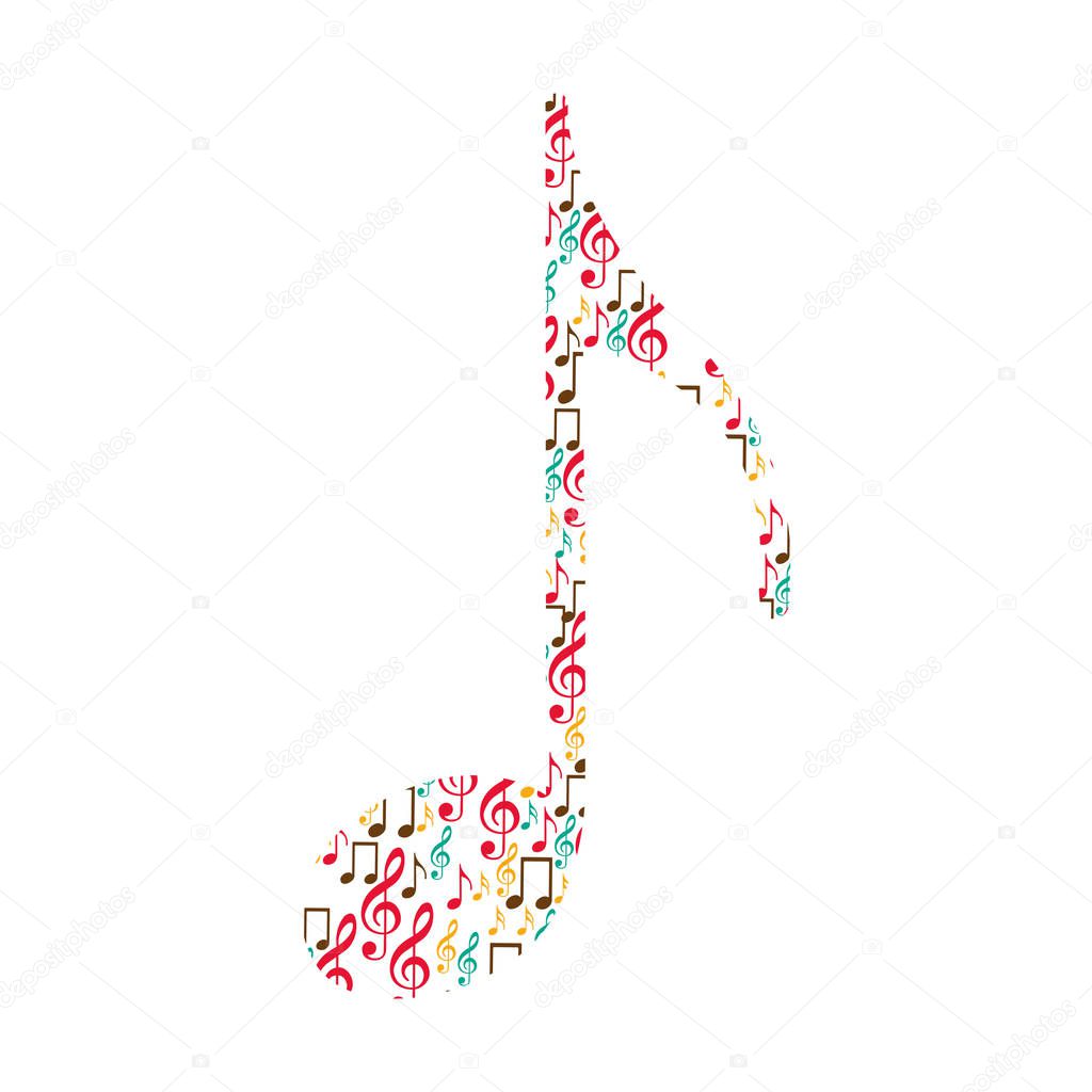 quaver note color silhouette formed by musical notes
