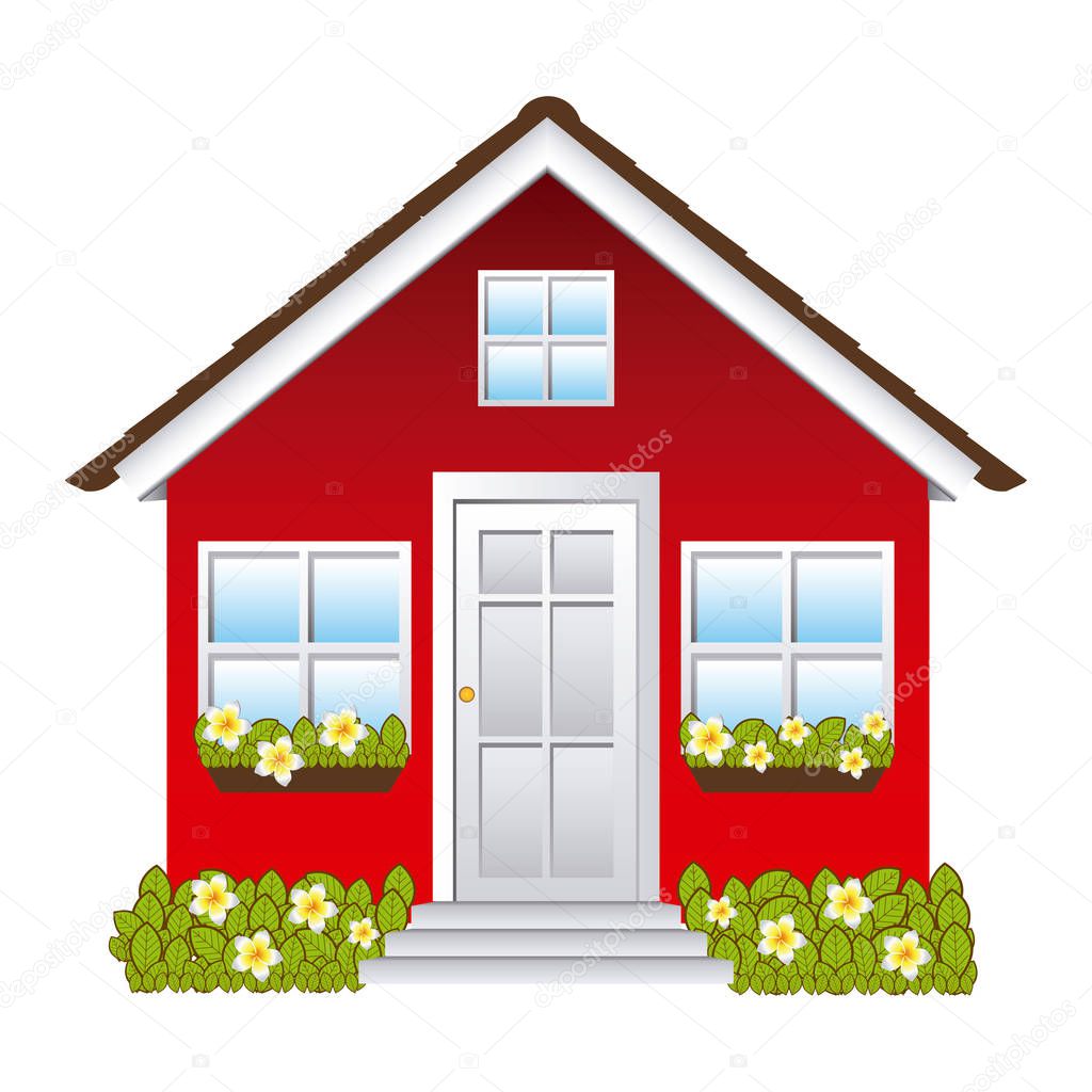 comfortable facade house with garden