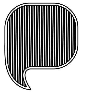 dikey çizgiler arka plan ile yuvarlak kare konuşmayla tek renkli siluet