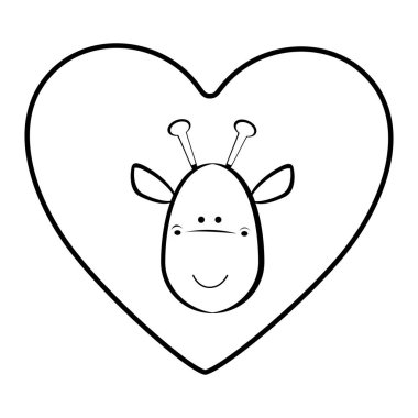 zürafa hayvan çizgi kalbin içindeki