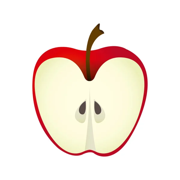 Colorido realista rebanada manzana roja fruta comida — Vector de stock