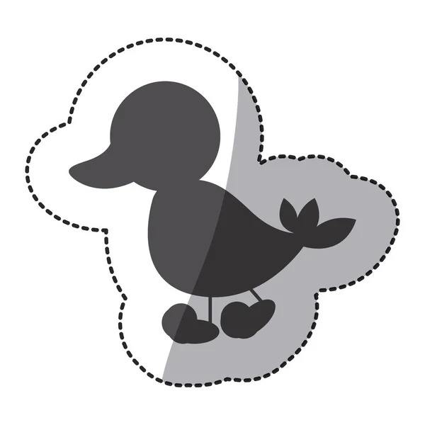 Sticker silhouette beautiful cartoon duck — Stock Vector