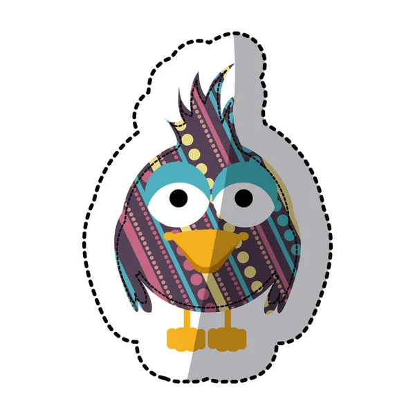 Hermoso pájaro de dibujos animados decorativos con ojos grandes — Vector de stock