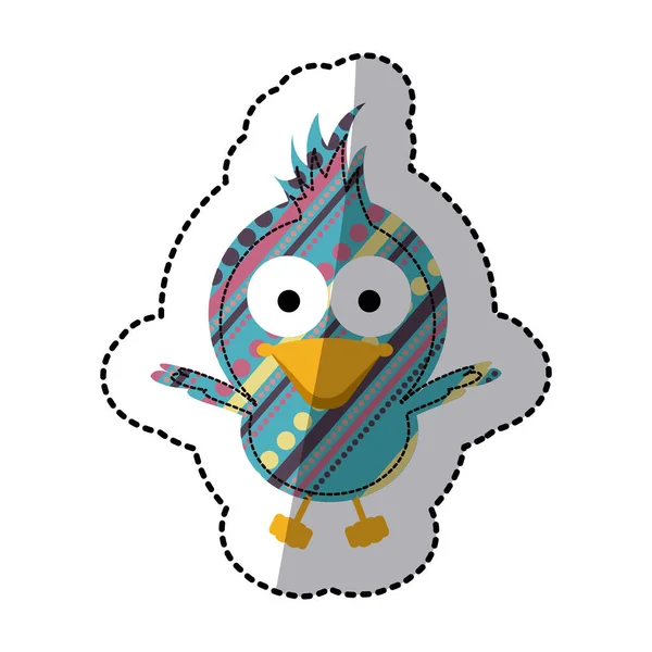 Krásný dekorativní kreslený pták s velkýma očima — Stockový vektor