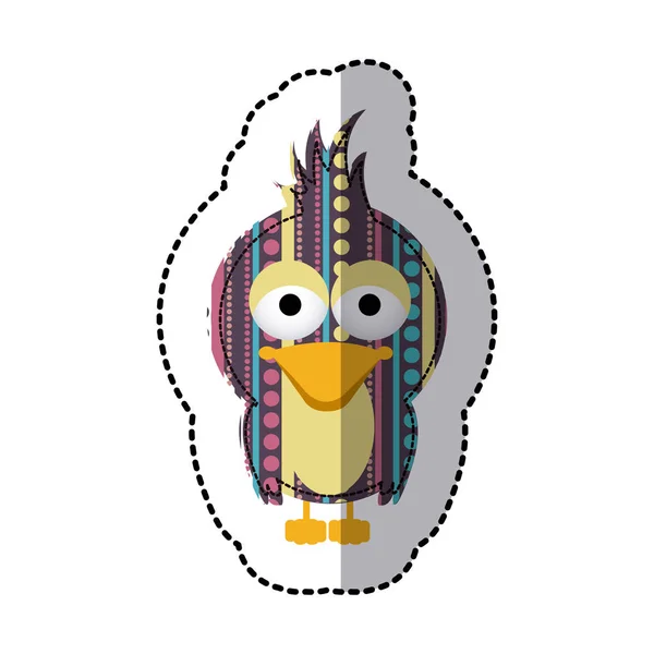 Krásný dekorativní kreslený pták s velkýma očima — Stockový vektor