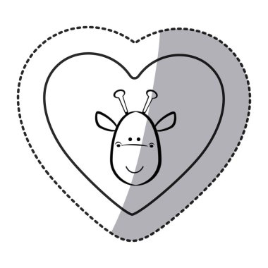 etiket zürafa hayvan çizgi kalbin içindeki