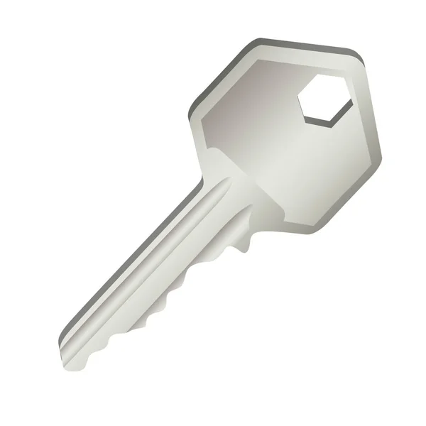 3D realistic metal key icon design — Stock Vector