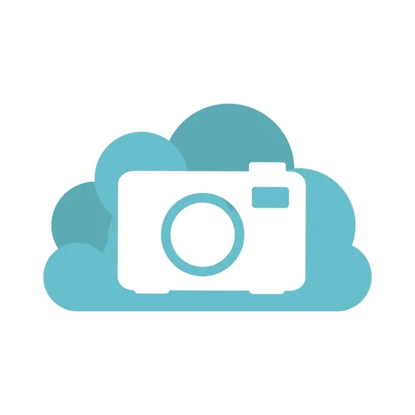 Nube global icono de la cámara en línea — Vector de stock