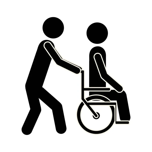 Pielęgniarki wprowadzają pacjenta na wózku inwalidzkim — Wektor stockowy