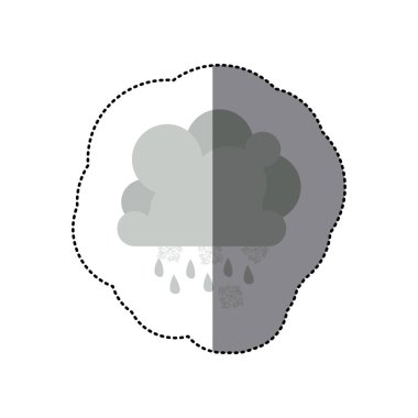 etiket tek renkli kümülüs bulut kar taneleri ve yağmur damlaları ile