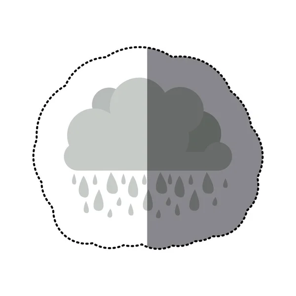 Aufkleber monochrome Kumuluswolke mit Regentropfen — Stockvektor