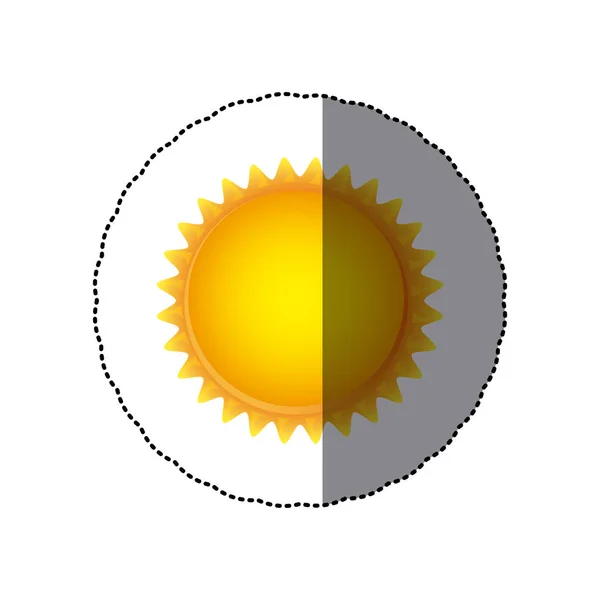 Etiqueta silhueta colorida com sol de perto — Vetor de Stock