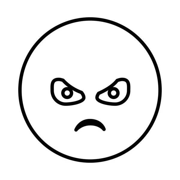 Silhouette Emoticon Gesicht wütenden Ausdruck — Stockvektor