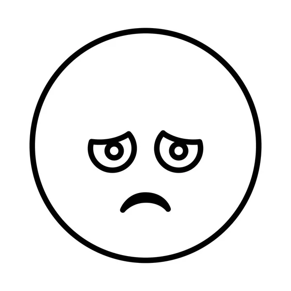 Emoticon silhouette faccia triste espressione — Vettoriale Stock