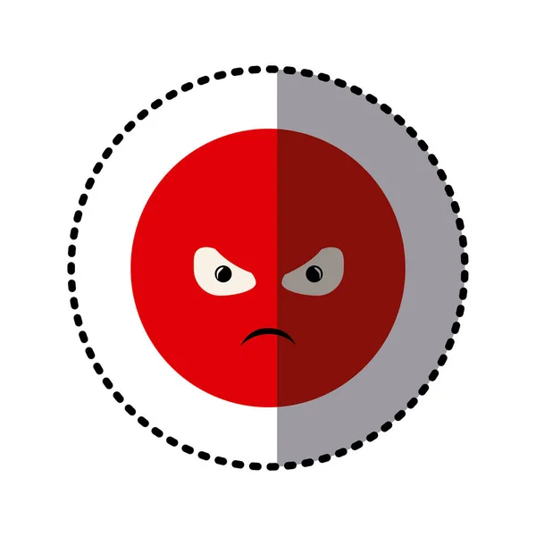 Sticker colorful emoticon furious face expression — Stock Vector