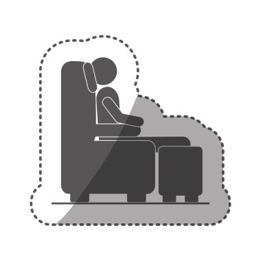 etiket siyah siluet piktogram erkek rahat sandalyede oturan