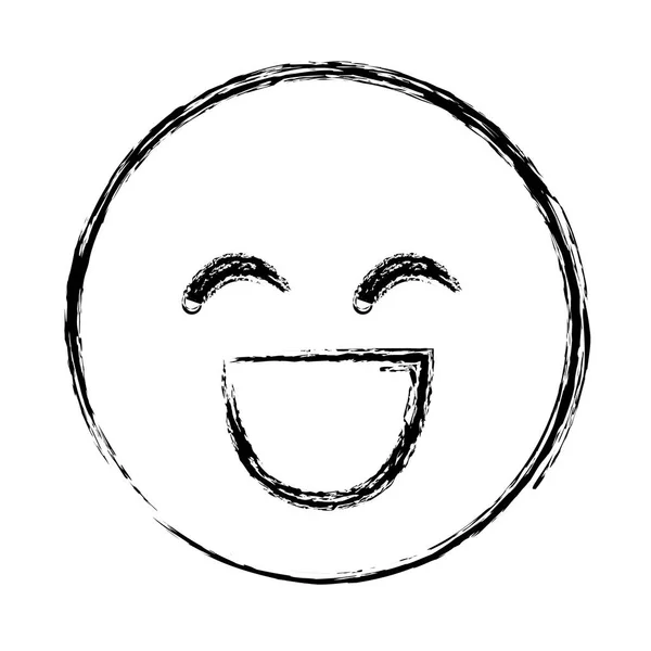 Blurred silhouette emoticon ekspresi wajah tersenyum - Stok Vektor
