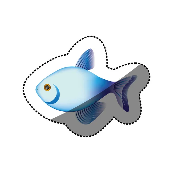Klistermärke färgglada fiskar vattenlevande djur ikonen — Stock vektor