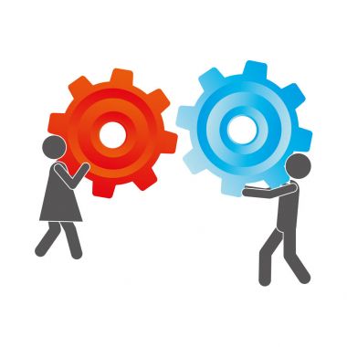 siluet piktogram adam ve renkli Pinyonlar tutan kadın