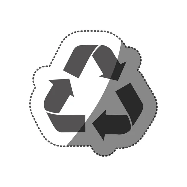 Sticker silhouet recycling symbool met pijlen — Stockvector