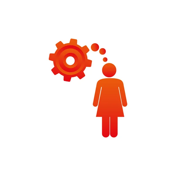Pictogramme coloré femme pensée dans un pignon — Image vectorielle
