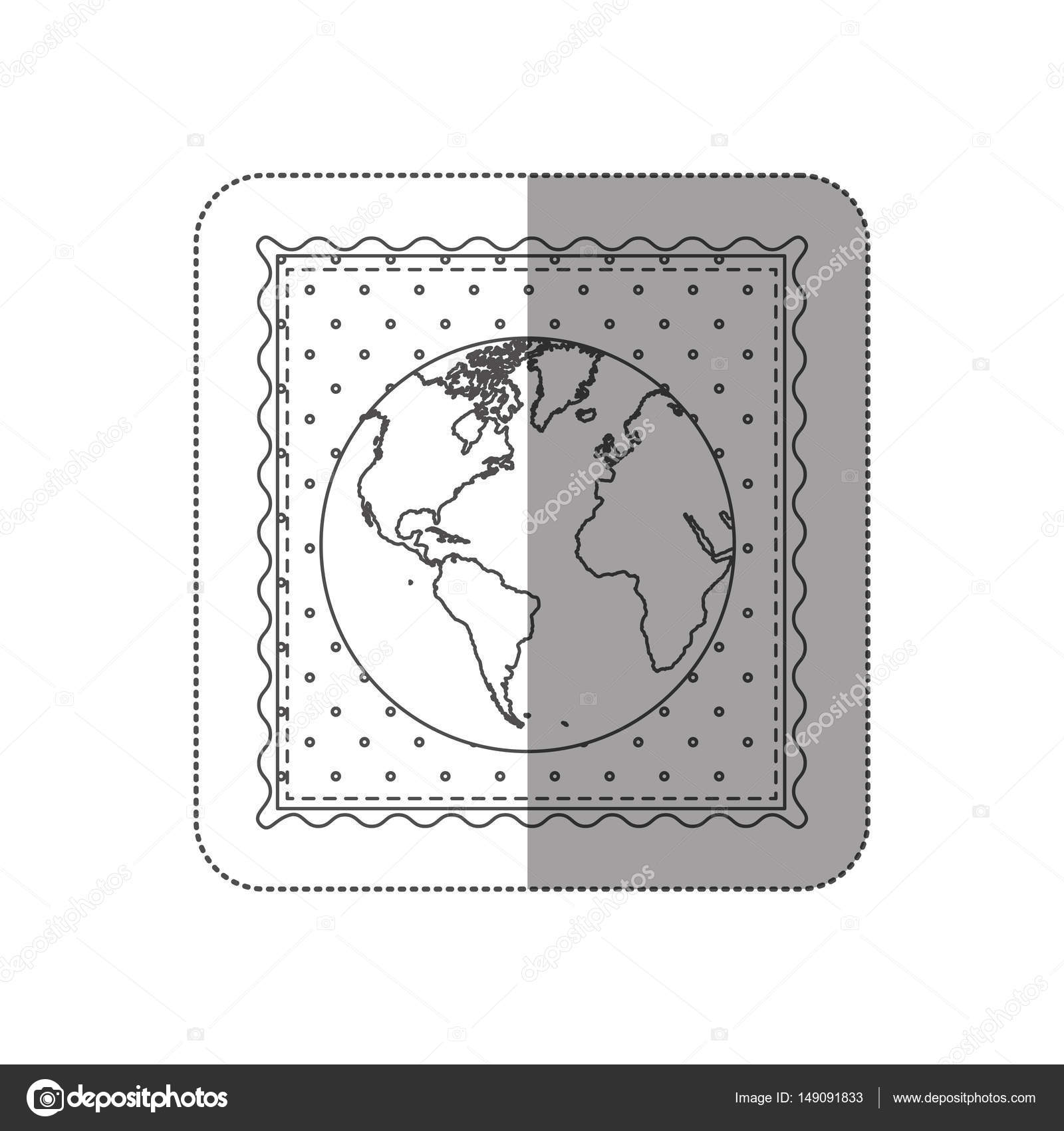 Cadre Contour Autocollant De Carte Du Monde Avec Fond