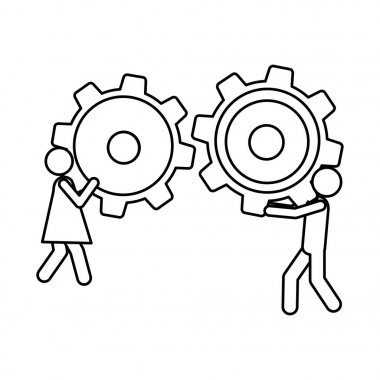 siluet piktogram adam ve bir Pinyonlar tutan kadın