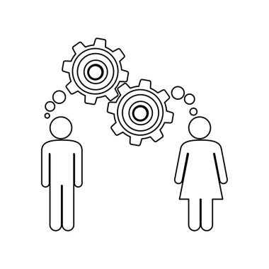 siluet piktogram erkek ve kadın bir Pinyonlar düşünce ile