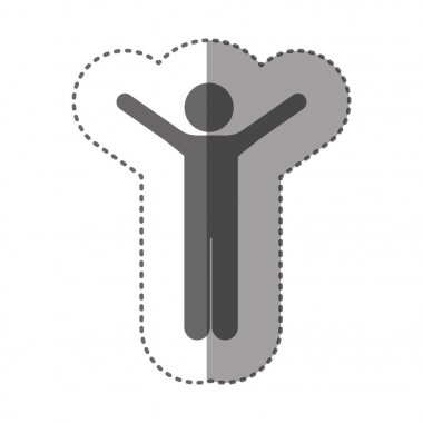 etiket tek renkli siluet piktogram Kollarını açarak erkek